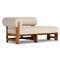 Carlo Mid Century Beige Upholstered Natural Teak Outdoor Chaise - LAF