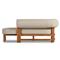 Carlo Mid Century Beige Upholstered Natural Teak Outdoor Chaise - LAF