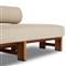 Carlo Mid Century Beige Upholstered Natural Teak Outdoor Chaise - LAF
