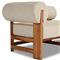 Carlo Mid Century Beige Upholstered Natural Teak Outdoor Chaise - LAF