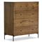 Alina Rustic Lodge Brown Wood Dark Grey Iron 5 Drawer Tall Chest Dresser