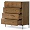 Alina Rustic Lodge Brown Wood Dark Grey Iron 5 Drawer Tall Chest Dresser