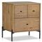 Alina Rustic Lodge Brown Wood Dark Grey Iron 3 Drawer Nightstand