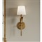 River Reed French Antique Gold Leaf Steel Linen Shade Armed Sconce