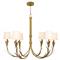 River Reed French Antique Gold Leaf Steel Linen Shade Chandelier