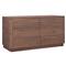 Rex Coastal Beach Brown Walnut Wood 6 Drawer Double Dresser