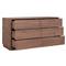 Rex Coastal Beach Brown Walnut Wood 6 Drawer Double Dresser