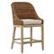 Larissa Coastal Beach Cream Upholstered Linen Brown Oak Woven Rope Counter Stool