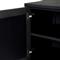 Maya Mid Century Black Painted Linen Grey Iron 4 Door Media Cabinet - 72&quot;W