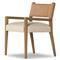 Ely Rustic Cream Performance Seat Beige Wood Leather Dining Arm Chair