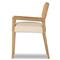 Ely Rustic Cream Performance Seat Beige Wood Leather Dining Arm Chair