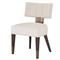 Ezra Mid Century Off White Upholstered Dark Brown Wood Brass Metal Side Chair