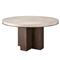 Ezra Rustic Lodge Beige Wood Top Bronze Metal Round Dining Table - 60&quot;W