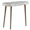 Ethan Modern Classic White Stone Top Antique Brass Metal Side Table - Short