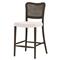 Zachary Coastal Beach Dark Brown Oak Wood Cane Back Counter Stool