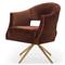 Alexis Modern Classic Auburn Velvet Polished Brass Swivel Desk Chair