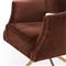 Alexis Modern Classic Auburn Velvet Polished Brass Swivel Desk Chair