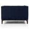 Allen Mid Century Blue Velvet Upholstered Brown Wood Tufted Chaise Lounge