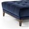 Allen Mid Century Blue Velvet Upholstered Brown Wood Tufted Chaise Lounge