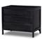 Rhian Coastal Beach Black Mango Wood Black Woven Cane 3 Drawer Nightstand