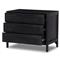 Rhian Coastal Beach Black Mango Wood Black Woven Cane 3 Drawer Nightstand