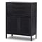 Rhian Coastal Beach Black Mango Wood Black Woven Cane 3 Drawer Dresser