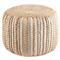 Easton Coastal Beach Beige Woven Jute Round Pouf
