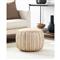 Easton Coastal Beach Beige Woven Jute Round Pouf