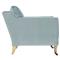 Madeline French Blue Performance Washed Oak Brass Casters Arm Chair