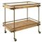 Worlds Away Cash Modern Classic Brown Burl Wood Antique Brass Bar Cart