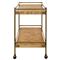 Worlds Away Cash Modern Classic Brown Burl Wood Antique Brass Bar Cart