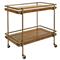 Worlds Away Cash Modern Classic Dark Brown Burl Wood Antique Brass Bar Cart