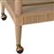 Worlds Away Dublin Modern Classic Glass Top Natural Oak Bar Cart