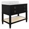Worlds Away Cutler French Country White Marble Cane Black Oak Vanity Sink - 37&quot;