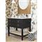 Worlds Away Cutler French Country White Marble Cane Black Oak Vanity Sink - 37&quot;