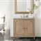 Natasha Modern Classic White Marble Brown Oak Wood Vanity Sink - 36&quot;