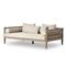Amara Coastal Beach Beige Upholstered Teak Wood Outdoor Sofa - 86&quot;W