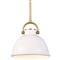 Eloise Industrial Loft White Ceramic Brass Accent Pendant - Small