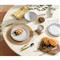 Gideon Coastal White Stoneware Blue Fish Dinner Plate - Set of 4