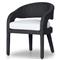 Alexander Coastal Off White Upholstered Black Woven Outdoor Dining Arm Chair
