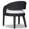 Alexander Coastal Off White Upholstered Black Woven Outdoor Dining Arm Chair
