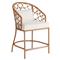 Camilla Coastal Beach Off White Upholstered Natural Woven Rattan Counter Stool