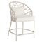 Camilla Coastal Beach Off White Upholstered White Woven Rattan Counter Stool
