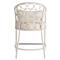 Camilla Coastal Beach Off White Upholstered White Woven Rattan Counter Stool