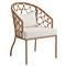 Camilla Coastal Off White Upholstered Natural Woven Rattan Dining Arm Chair