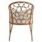 Camilla Coastal Off White Upholstered Natural Woven Rattan Dining Arm Chair