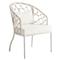 Camilla Coastal Off White Upholstered White Woven Rattan Dining Arm Chair