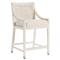Camilla Coastal Beach Off White Upholstered Seat Woven Rattan Counter Stool