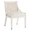 Camilla Coastal Beach Off White Upholstered Seat Woven Rattan Dining Arm Chair