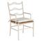 Camilla Coastal Off White Upholstered Woven Rush Dining Arm Chair - Set of 2